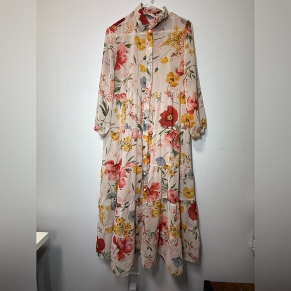 Blogger’s Favourite Zara Floral Print Maxi Shirt Dress size S - Picture 10 of 16